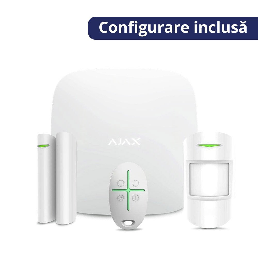 Ajax Starter WH – Kit alarma wireless inteligent cu configurare inclusa | SmartSystem