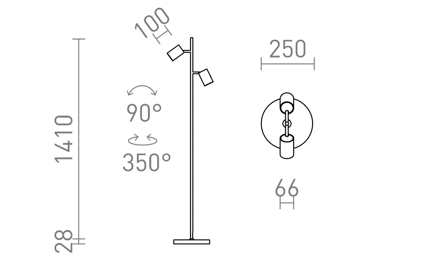 Lampa de podea cu 2 spoturi reglabile LED GU10 | Flynn II negru alama