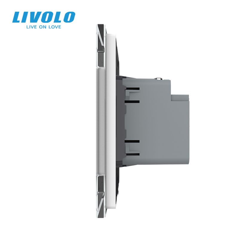 Priza USB Tip C Livolo cu rama din sticla – VL-FCUC-P7E-2WP