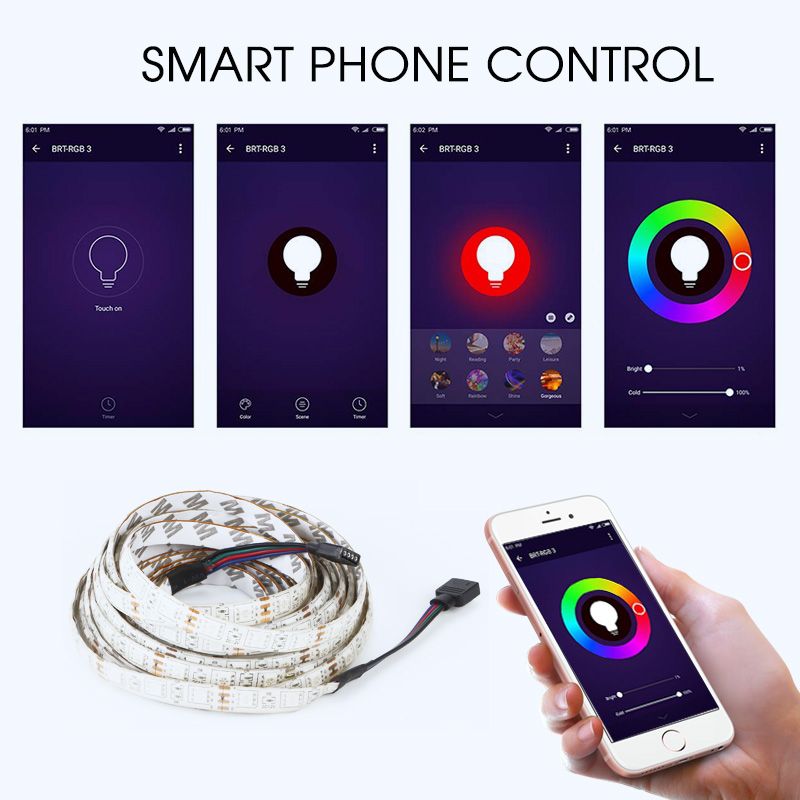 Smartsystem - Bandă LED Wi-Fi RGB 2×5 metri cu control vocal și aplicație Tuya