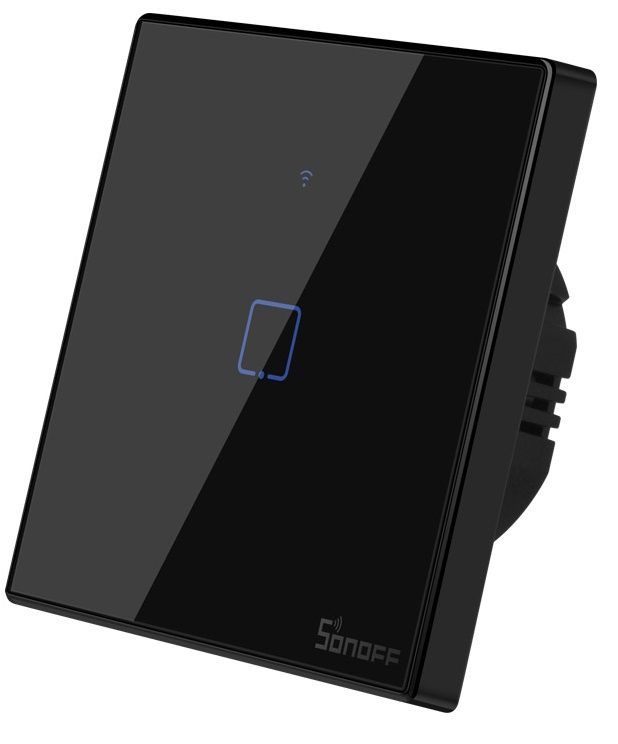 Smartsystem - Întrerupător WiFi + RF Sonoff TX T3 EU 1C – încastrabil, negru, 1 circuit