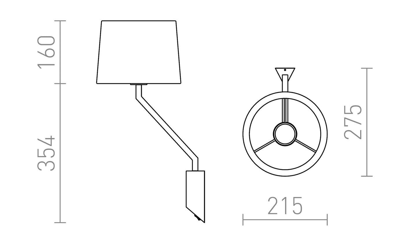 Lampa de perete cu abajur textil si intrerupator | Dulie E27