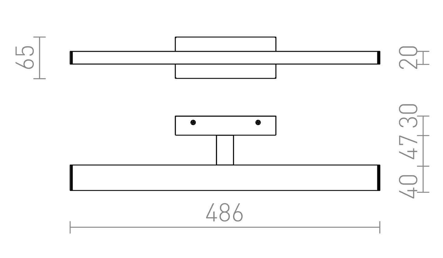 Smartsystem - Aplice LED liniară cu braț fix – iluminare direcționată în jos, pentru spații umede