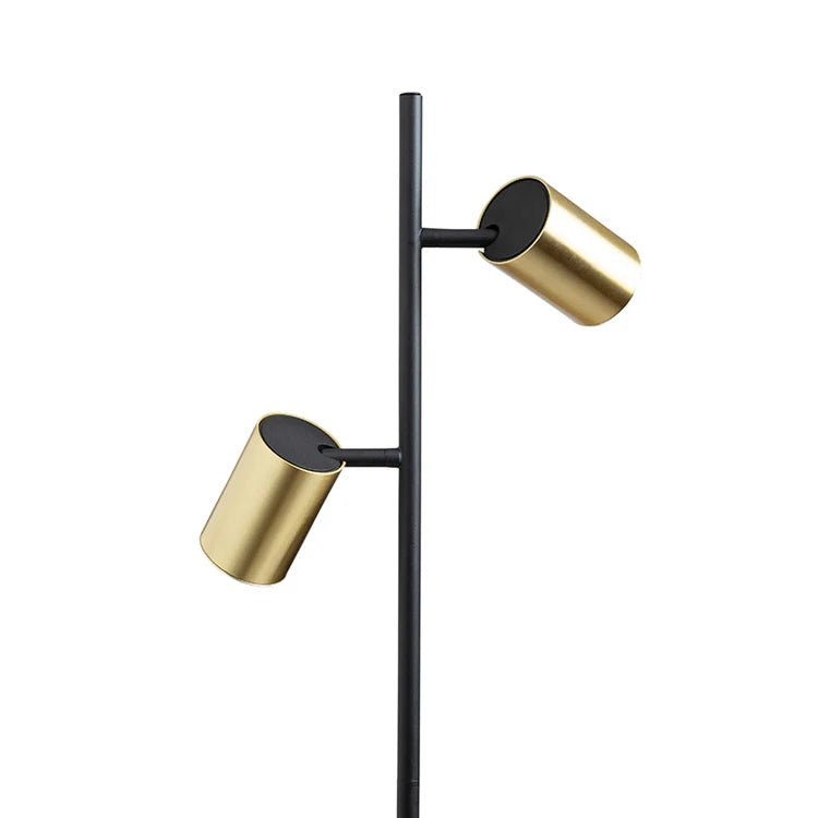 Lampa de podea cu 2 spoturi reglabile LED GU10 | Flynn II negru alama