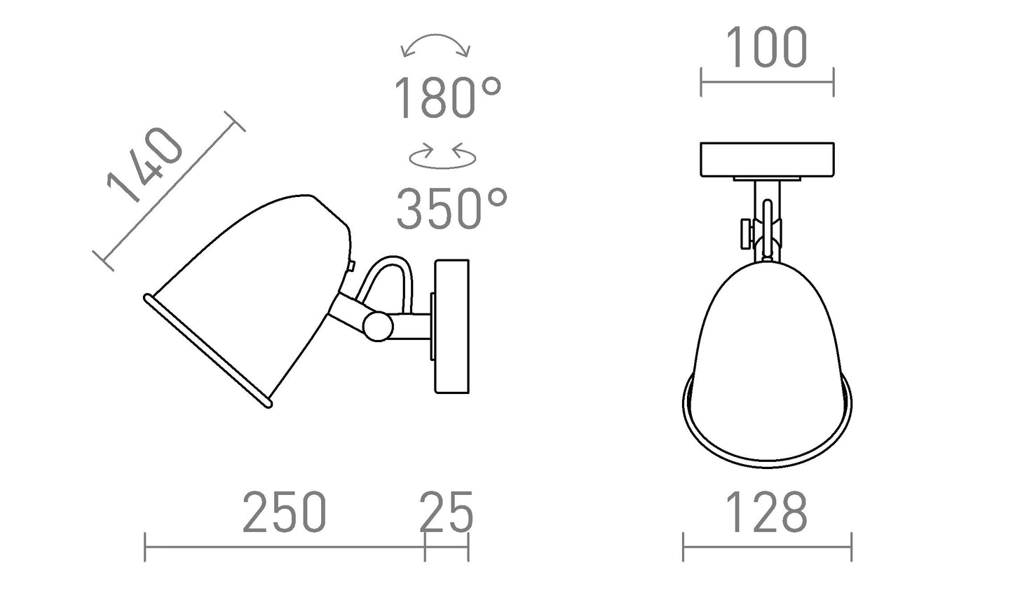 Aplica de perete metalica LED E14 | Reflector basculant