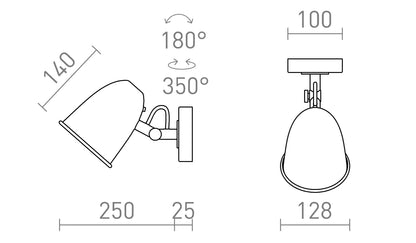 Aplica de perete metalica LED E14 | Reflector basculant