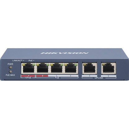 Switch PoE pentru supraveghere IP – 4 porturi PoE+ + 2 uplink