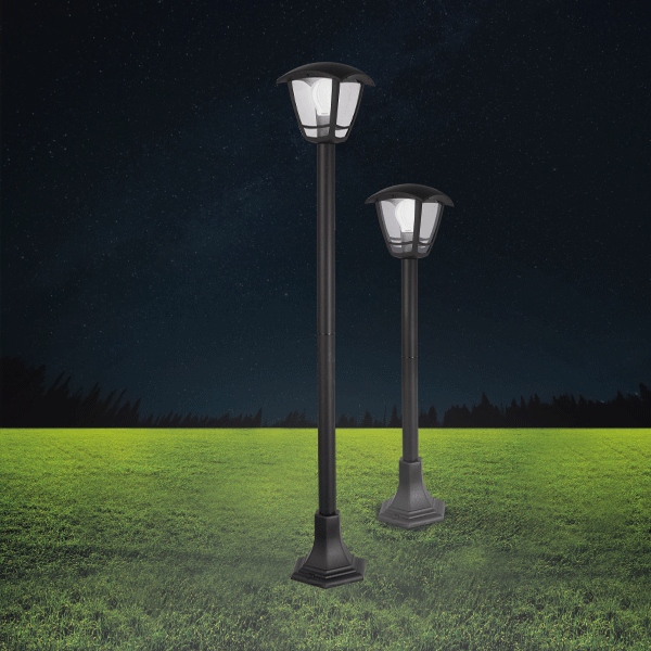 Smartsystem - Stâlp de iluminat pentru grădină Berlin Braytron BR-BG44-00701 – E27, IP44, negru, stil vintage