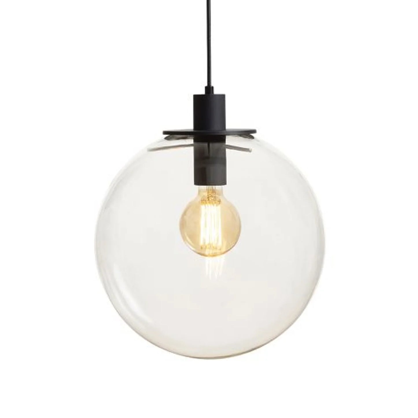 Pendul din sticlă BOULDER 30 – sferă din sticlă transparentă, E27, negru