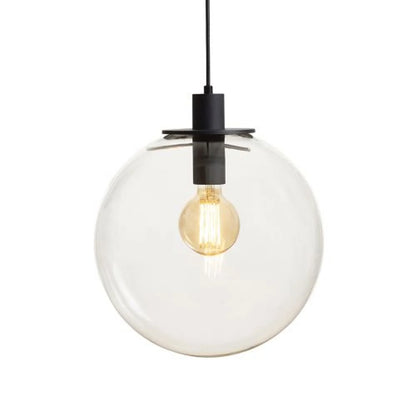 Pendul din sticlă BOULDER 30 – sferă din sticlă transparentă, E27, negru