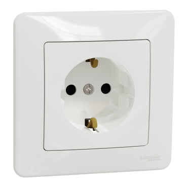 Priza Schneider Sedna 2P+E alba cu impamantare