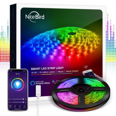 Smartsystem - Bandă LED Wi-Fi RGB 2×5 metri cu control vocal și aplicație Tuya