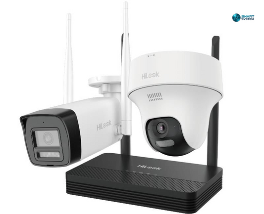 Kit supraveghere IP Wireless HiLook EasyLink IKS-2042BTH-PH/W, 2 camere 2MP, NVS, IR 30m, audio bidirectional, slot microSD