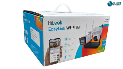 Smartsystem - Kit supraveghere IP Wireless HiLook EasyLink IKS-2042BTH-PH/W, 2 camere 2MP, NVS, IR 30m, audio bidirectional, slot microSD