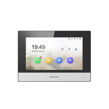 Kit videointerfon WiFi Hikvision DS-KIS604-S(C), 2 MP, 7 inch, Mifare, 2.4 GHz, 1 familie, aparent