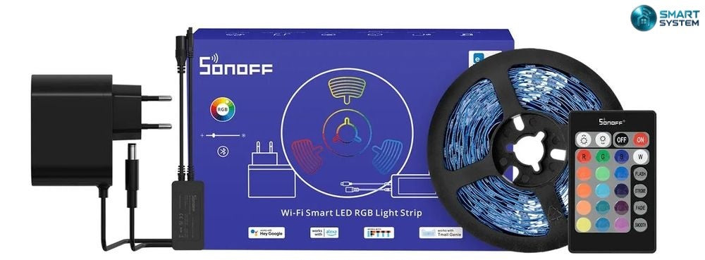 Banda iluminat inteligent, LED, Wi-Fi, Sonoff L2 LITE-5M-EU, 5m, RGB, 300 lumeni, Bluetooth, telecomanda, aplicatia eWeLink