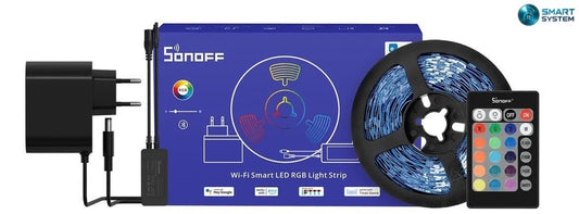 Banda iluminat inteligent, LED, Wi-Fi, Sonoff L2 LITE-5M-EU, 5m, RGB, 300 lumeni, Bluetooth, telecomanda, aplicatia eWeLink