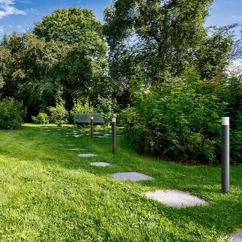 Bollard de exterior BONNIE 80 – E27, IP44, antracit, difuzor opal
