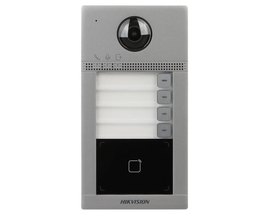 Post de exterior Wi-Fi pentru videointerfon, 2 MP, 4 familii, TCP/IP, Mifare 13.56 KHz, PoE, Hikvision /Surface