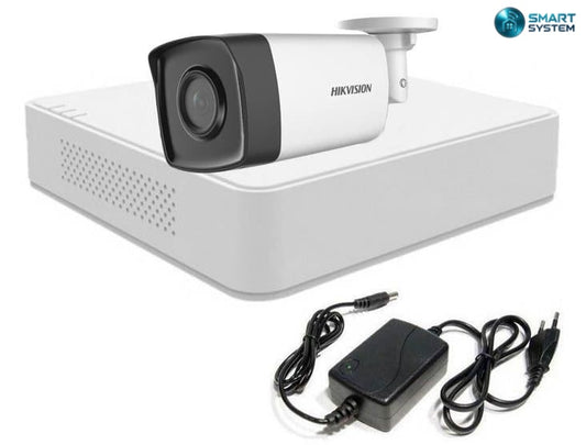 Kit supraveghere video, DVR cu 1 camera bullet, smart IR 40m, Audio, Hikvision