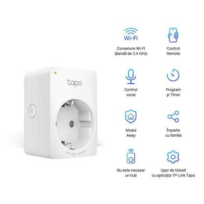 Priză inteligentă Wi-Fi – control din aplicația Tapo, programare automată