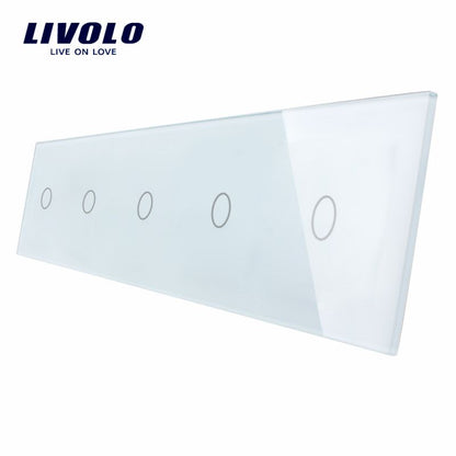 Rama sticla Livolo pentru intrerupator – 5 module, alba