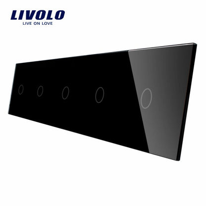 Rama sticla Livolo pentru intrerupator – 5 module, alba
