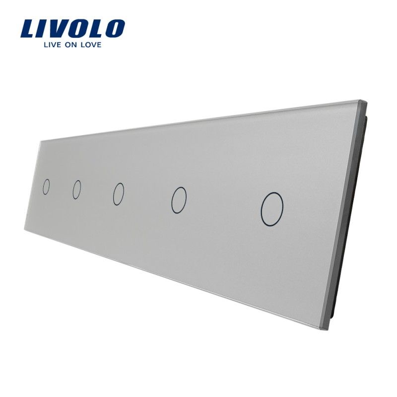Rama sticla Livolo pentru intrerupator – 5 module, alba