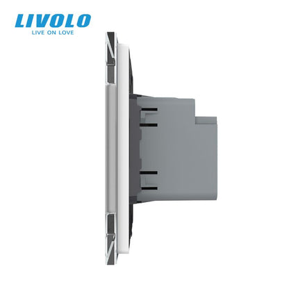 Modul priza USB + USB Tip C Livolo VL-FCUA18W.UC18W-2WP