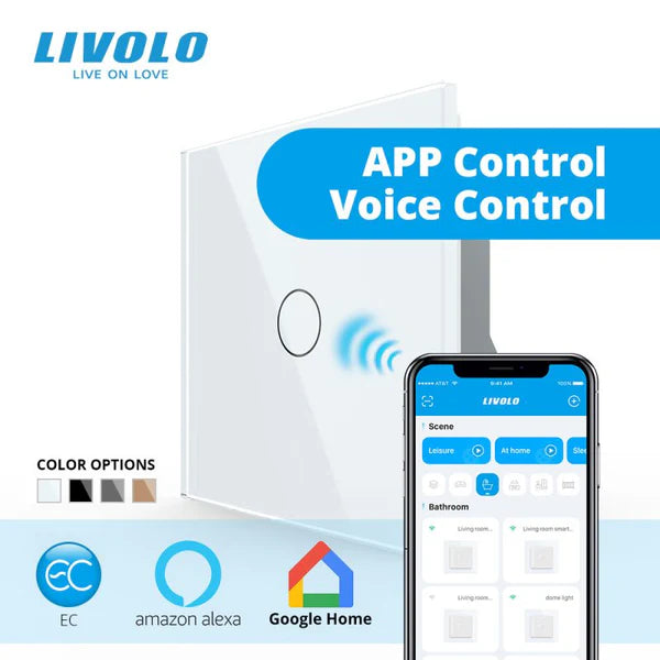 Intrerupator inteligent Livolo EC tactil cu panou sticla – generatia noua