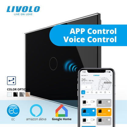 Intrerupator inteligent Livolo EC cap scara 3M cu panou sticla