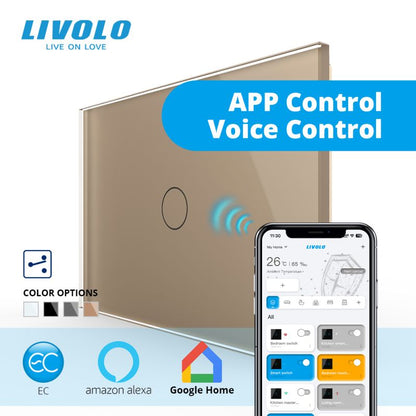Intrerupator inteligent Livolo EC cap scara 3M cu panou sticla