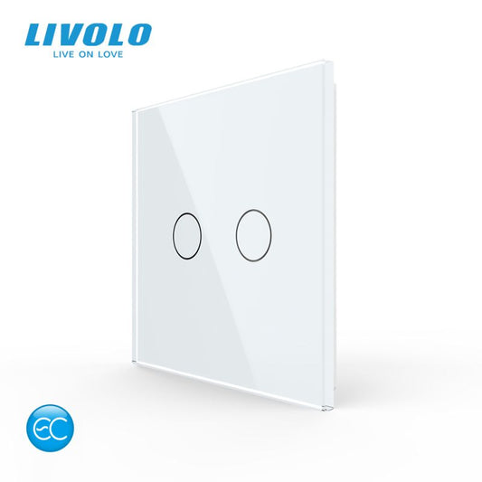 Intrerupator tactil inteligent dublu Livolo EC wireless – montaj aplicat, cu panou sticla