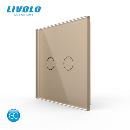 Intrerupator tactil inteligent dublu Livolo EC wireless – montaj aplicat, cu panou sticla