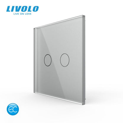 Intrerupator tactil inteligent dublu Livolo EC wireless – montaj aplicat, cu panou sticla