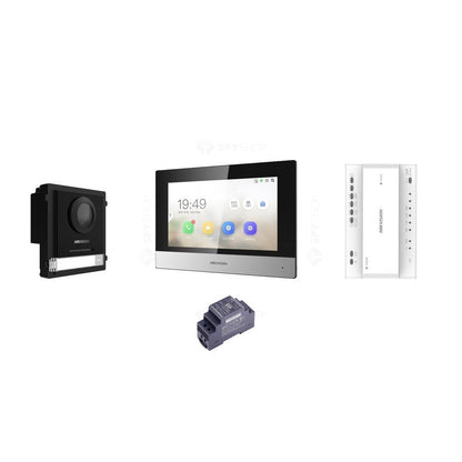 Kit videointerfon IP Hikvision DS-KIS702Y, 1 familie, 7 inch, aparent