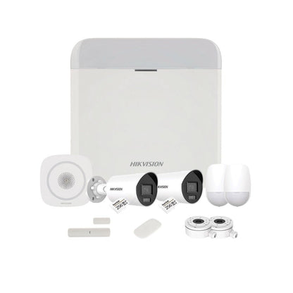 Sistem alarmă antiefracție Hikvision AcuSense DarkFighter CCTV Intrusion, 4MP, 2.8 mm, LAN, WiFi, GPRS, 16 partitii, 64 zone, 32 utilizatori, 868 MHz, carduri incluse
