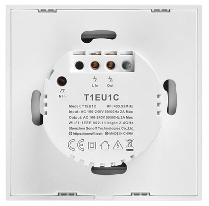 Intrerupător WiFi + RF Sonoff TX T1 EU 2C – încastrabil, alb, 2 circuite