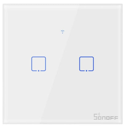 Intrerupător WiFi + RF Sonoff TX T1 EU 2C – încastrabil, alb, 2 circuite