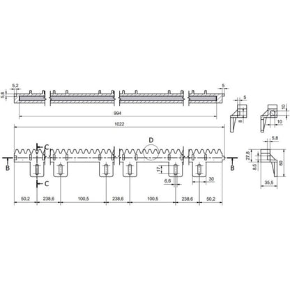 Smartsystem - Cremaliera poarta culisanta 1 m BFT CP insertie metalica