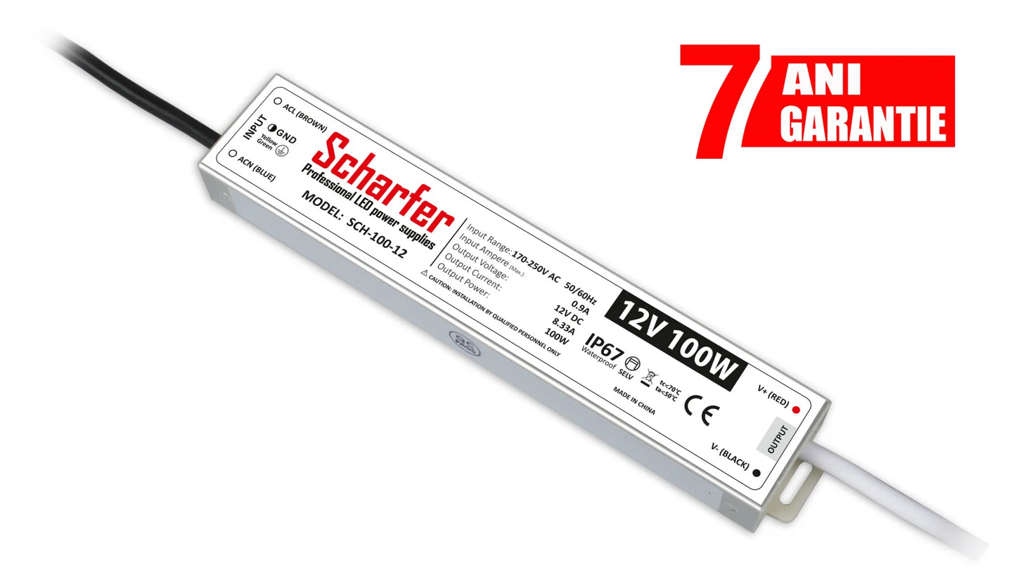Sursa alimentare LED 12V 100W IP67 Scharfer profesionala