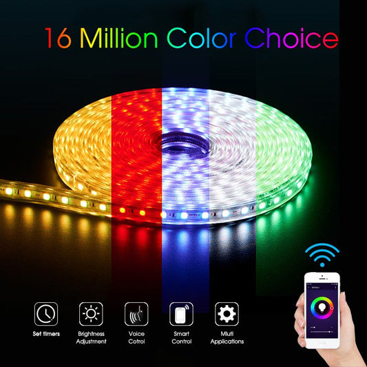 Smartsystem - Bandă LED Wi-Fi RGB 2×5 metri cu control vocal și aplicație Tuya