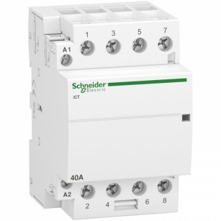 Contactor modular tetrapolar, trifazic, 40A, ICT, 4NO, bobina 220V, 50HZ, A9C20844 Schneider smartsystem.ro